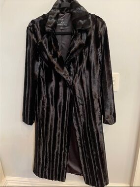 Unreal Fur Black Glossy Faux-Fur Long Coat